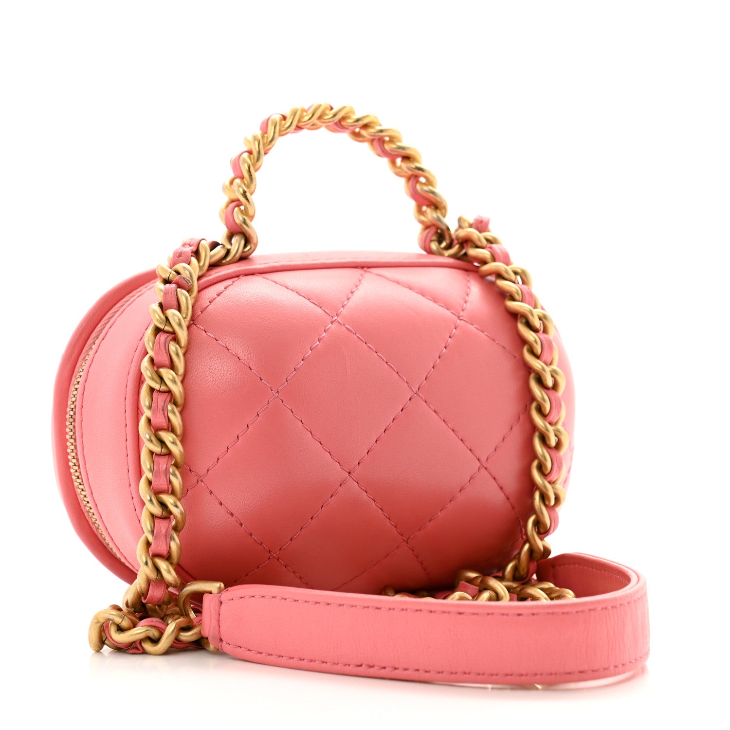 Chanel Lambskin Quilted CC Bubble Vanity Case With Chain Pink 3 of 11