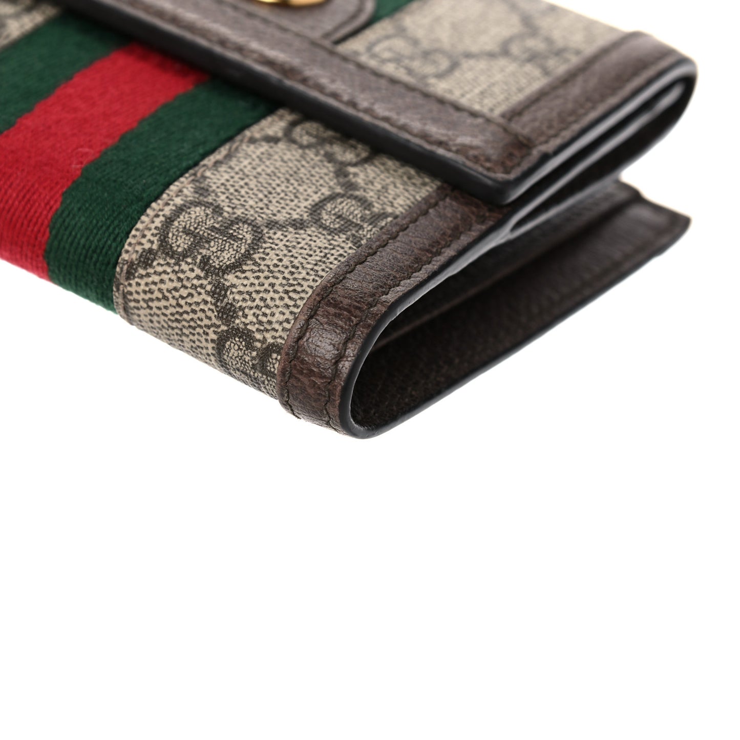 GG Supreme Monogram Web Ophidia French Flap Wallet Beige New Acero