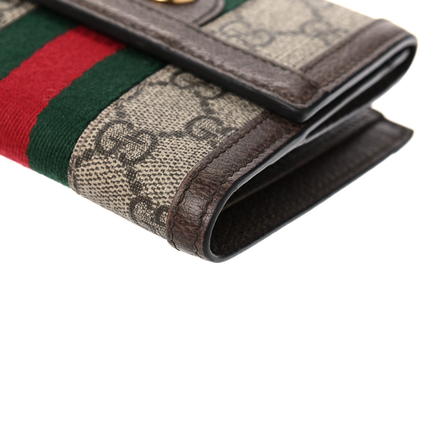 Gucci GG Supreme Monogram Web Ophidia French Flap Wallet Beige New Acero 9 of 14