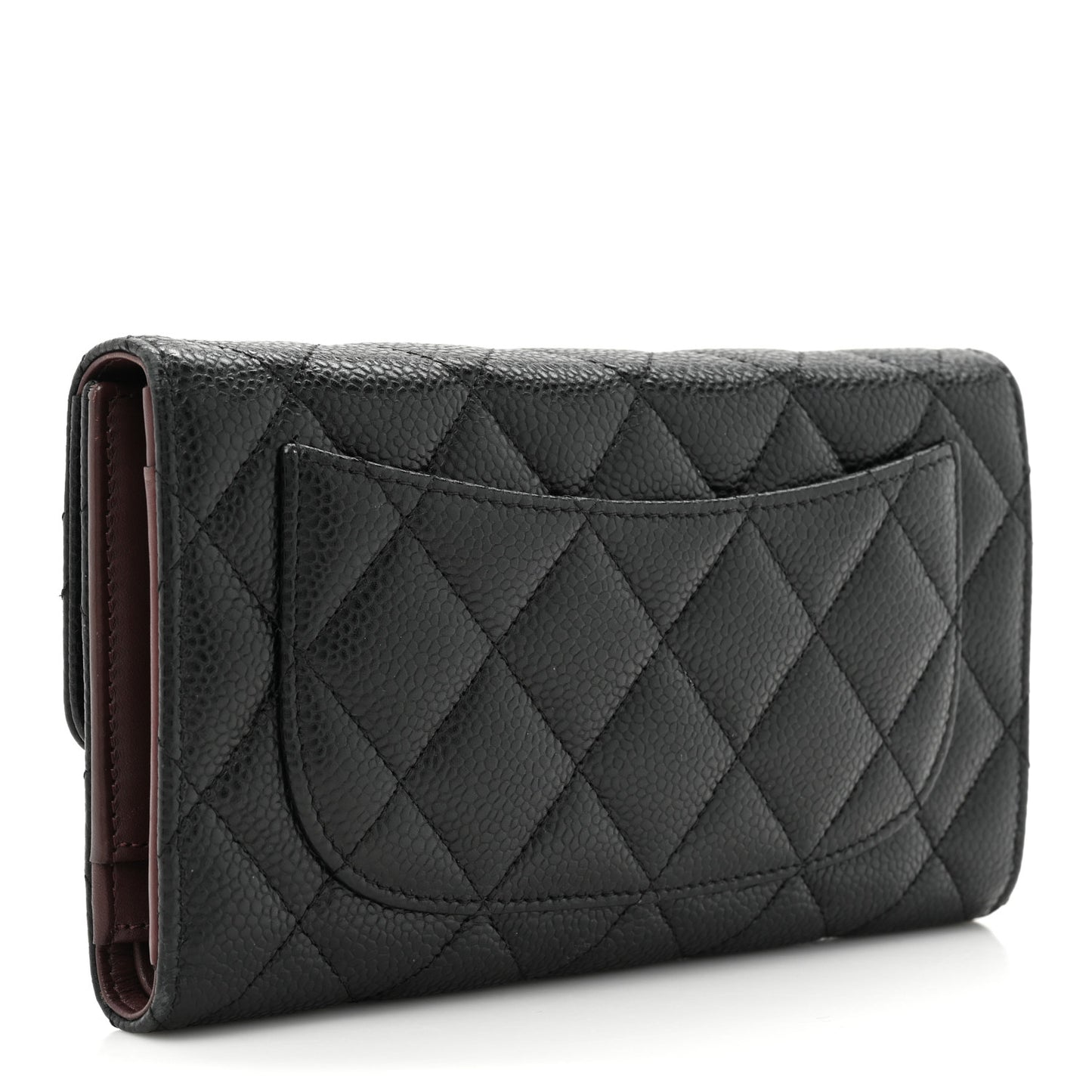 Caviar Quilted Large Flap Wallet Black