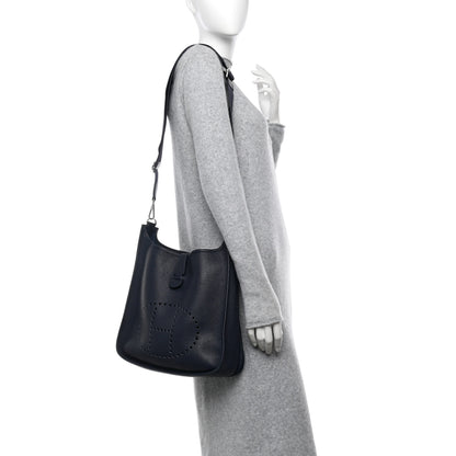 Hermes Taurillon Clemence Evelyne III GM Bleu Nuit 2 of 11