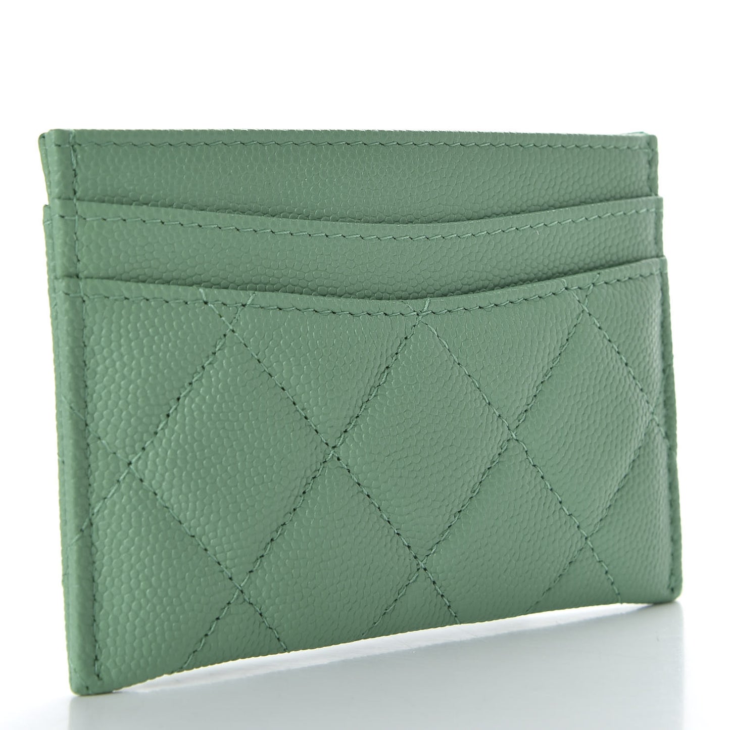 Caviar Quilted Card Holder Green
