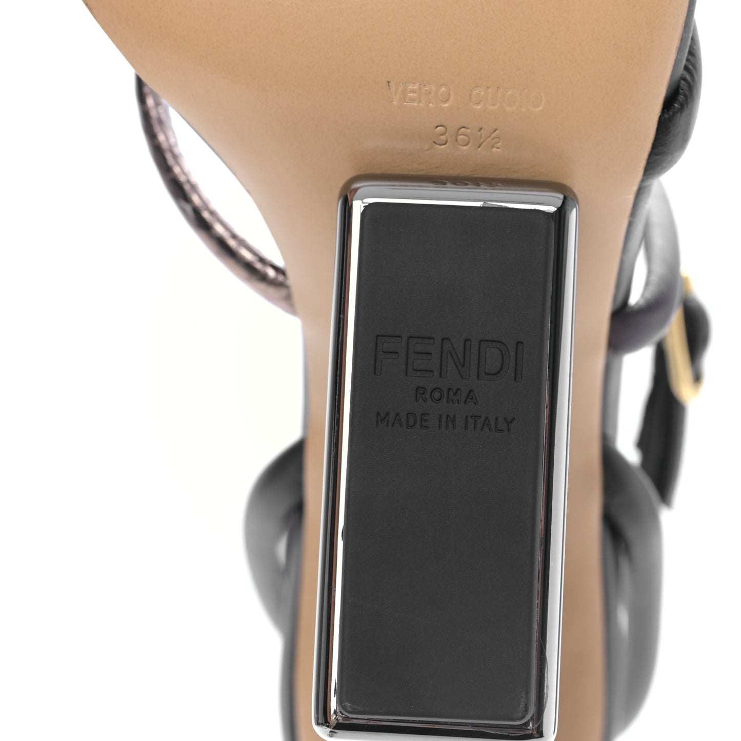 Nappa Metallic Ayers Fendi First 95mm Strappy Sandals 36.5 Black Chocolate Stagno