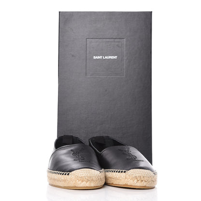 Saint Laurent Lambskin Mens Monogram Espadrilles 39 Black 9 of 9