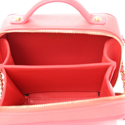 Chanel Caviar Quilted Small CC Filigree Vanity Case Coral 4 of 10