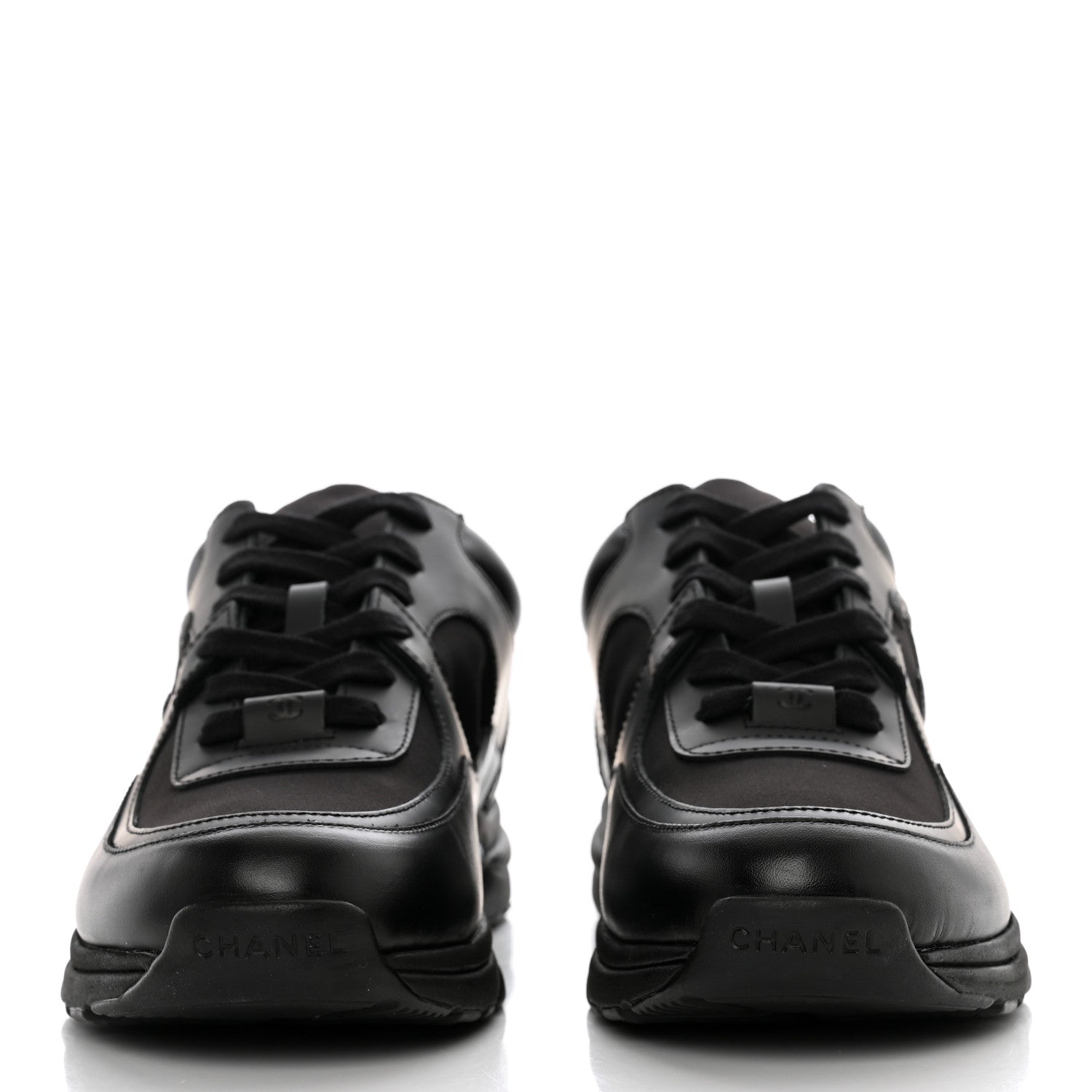 Chanel Fabric Calfskin Suede CC Sneakers 40 Black 2 of 8
