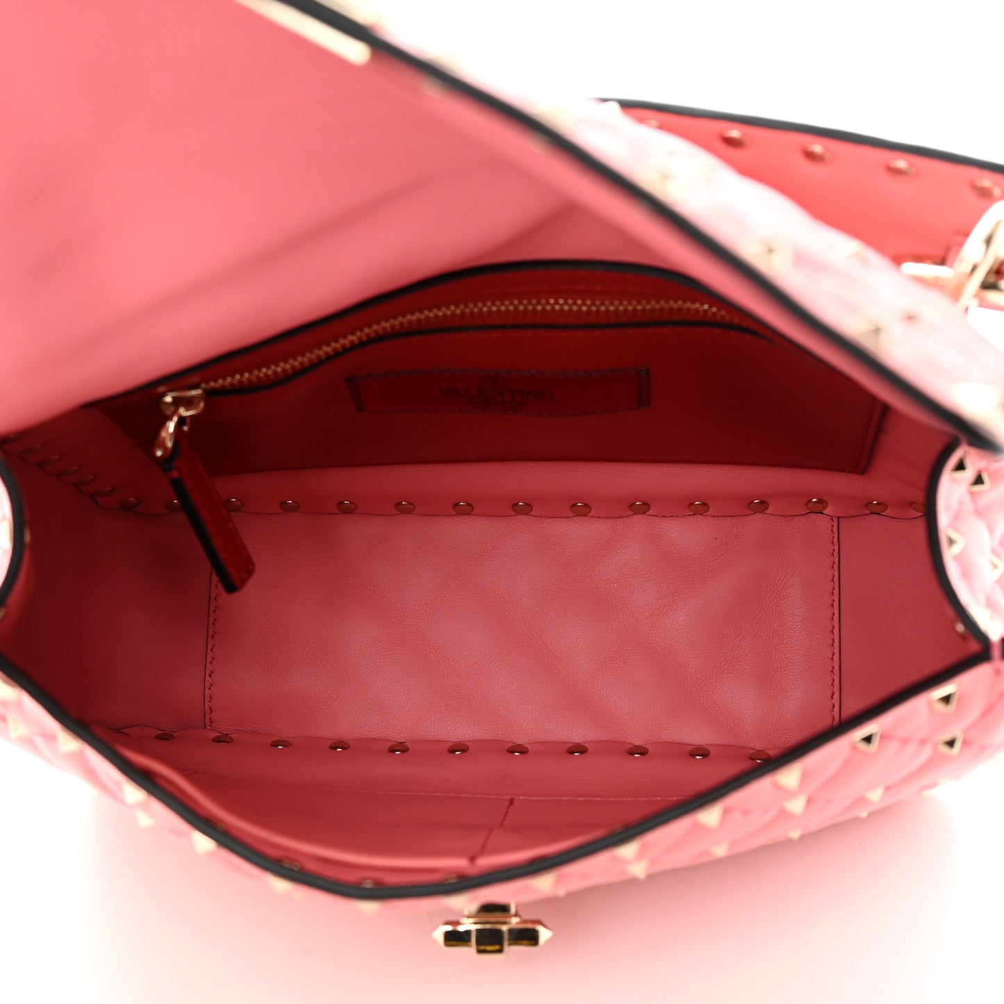Nappa Medium Rockstud Spike Shoulder Bag Paradise Rose