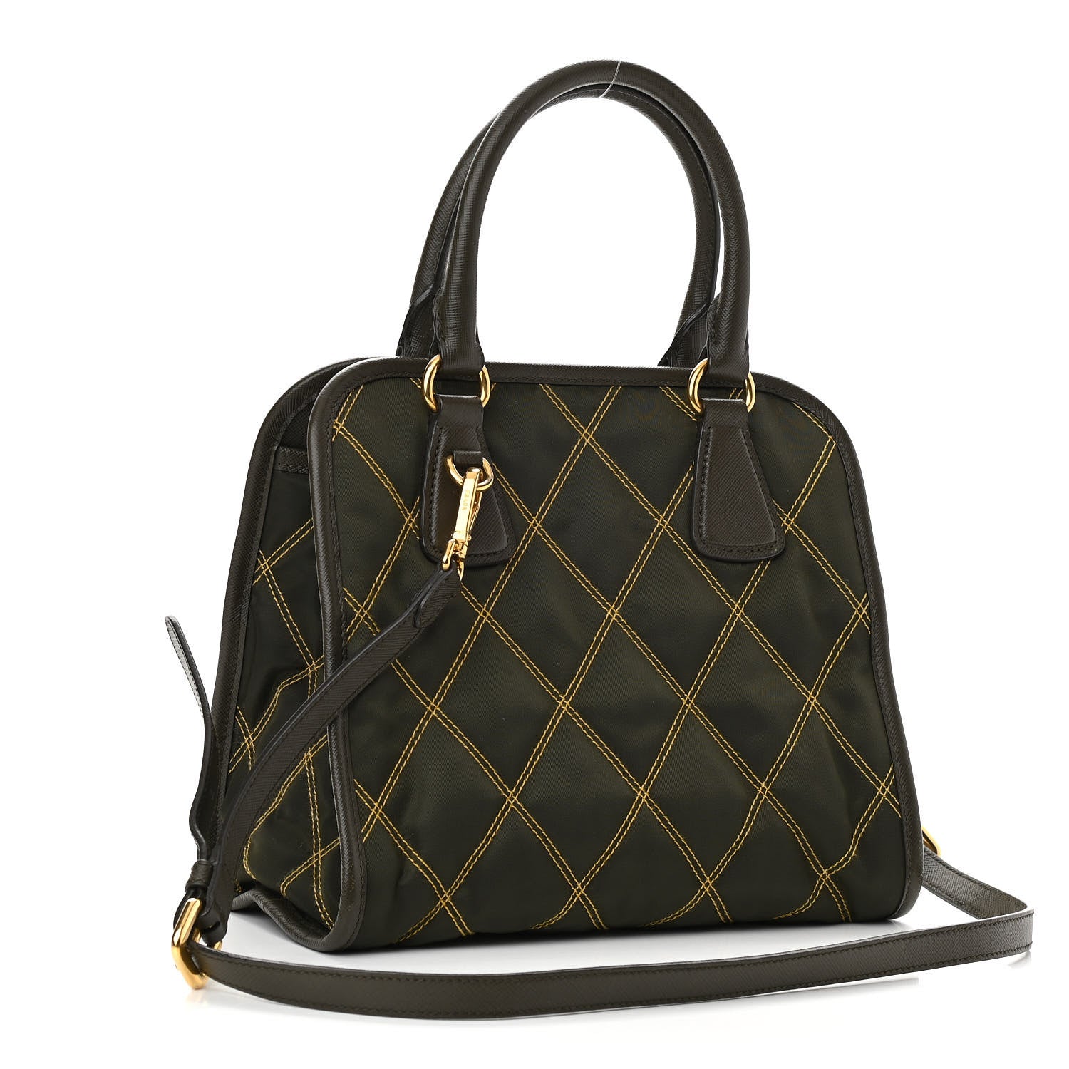 Prada Saffiano Tessuto Nylon Impunturato Quilted Shopper Militare Soleil 3 of 9