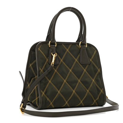Prada Saffiano Tessuto Nylon Impunturato Quilted Shopper Militare Soleil 3 of 9