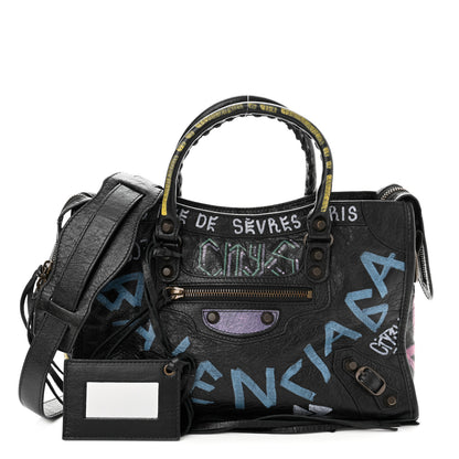 Balenciaga Agneau Graffiti All Over Classic Hardware S City Black Multicolor 1 of 10