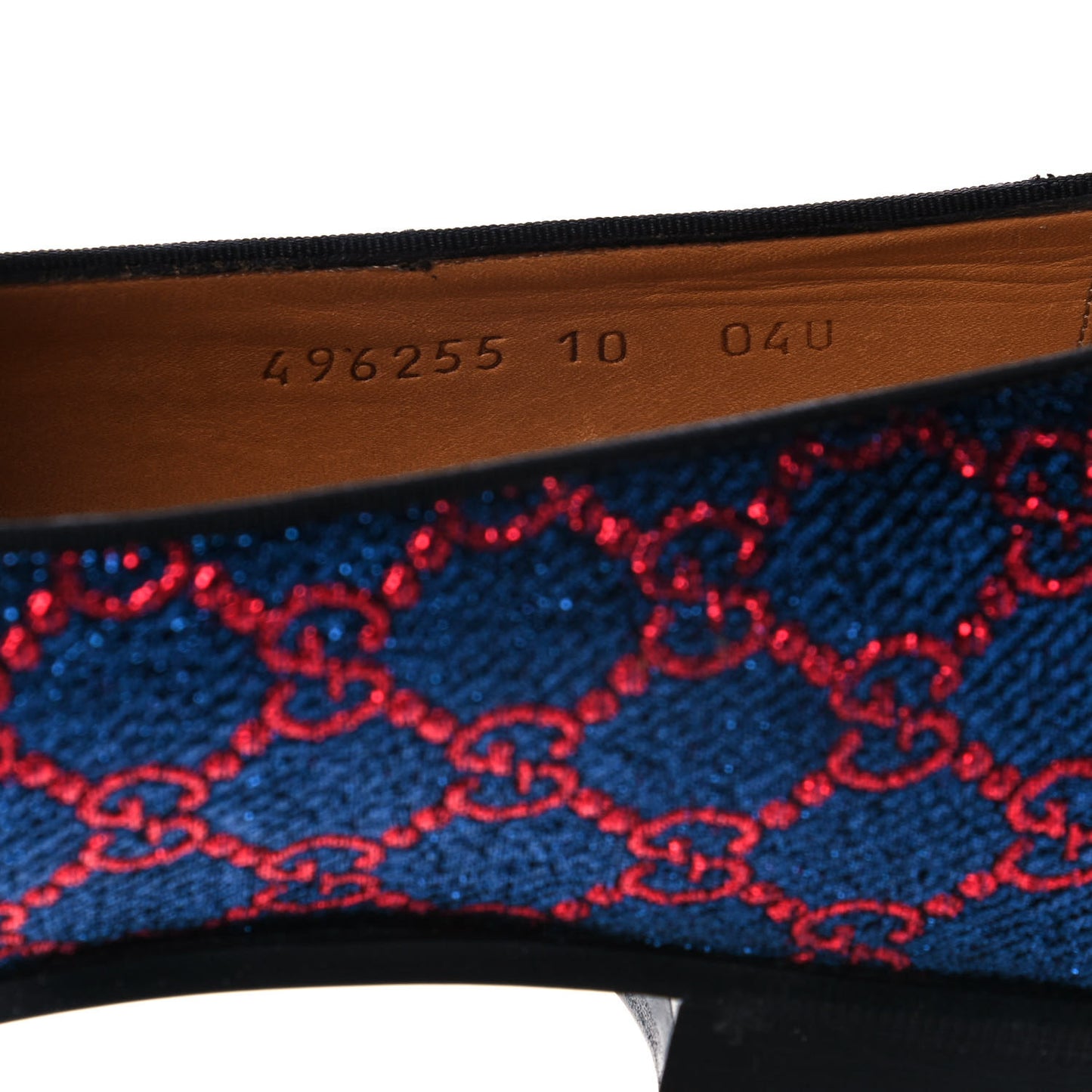 Lurex GG Monogram Mens Bow Loafers 10 Iridescent Blue Iridescent Red Black