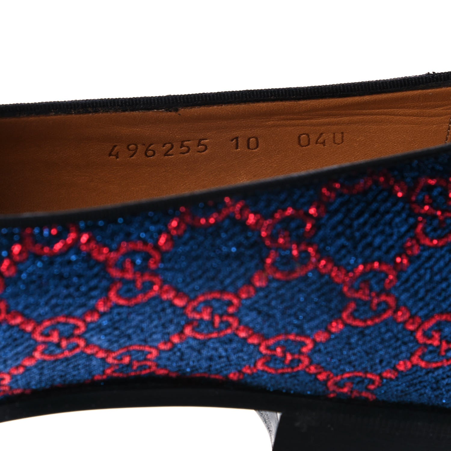 Gucci Lurex GG Monogram Mens Bow Loafers 10 Iridescent Blue Iridescent Red Black 9 of 10