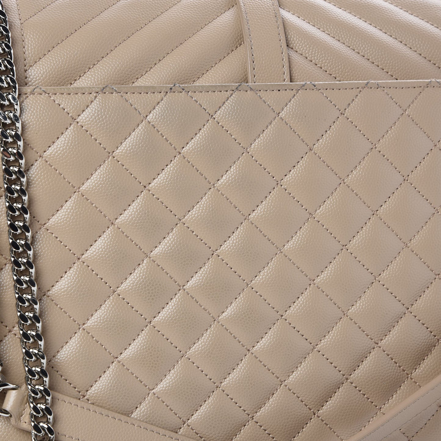 Grain De Poudre Large Tri-Quilt Monogram Satchel Dark Beige