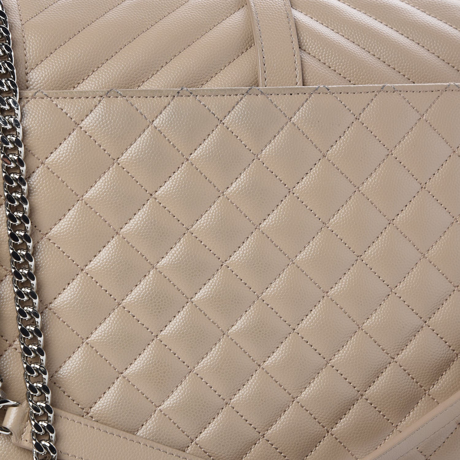 Saint Laurent Grain De Poudre Large Tri-Quilt Monogram Satchel Dark Beige 10 of 10