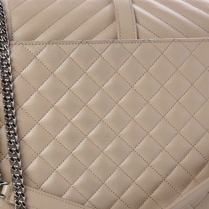 Saint Laurent Grain De Poudre Large Tri-Quilt Monogram Satchel Dark Beige 10 of 10