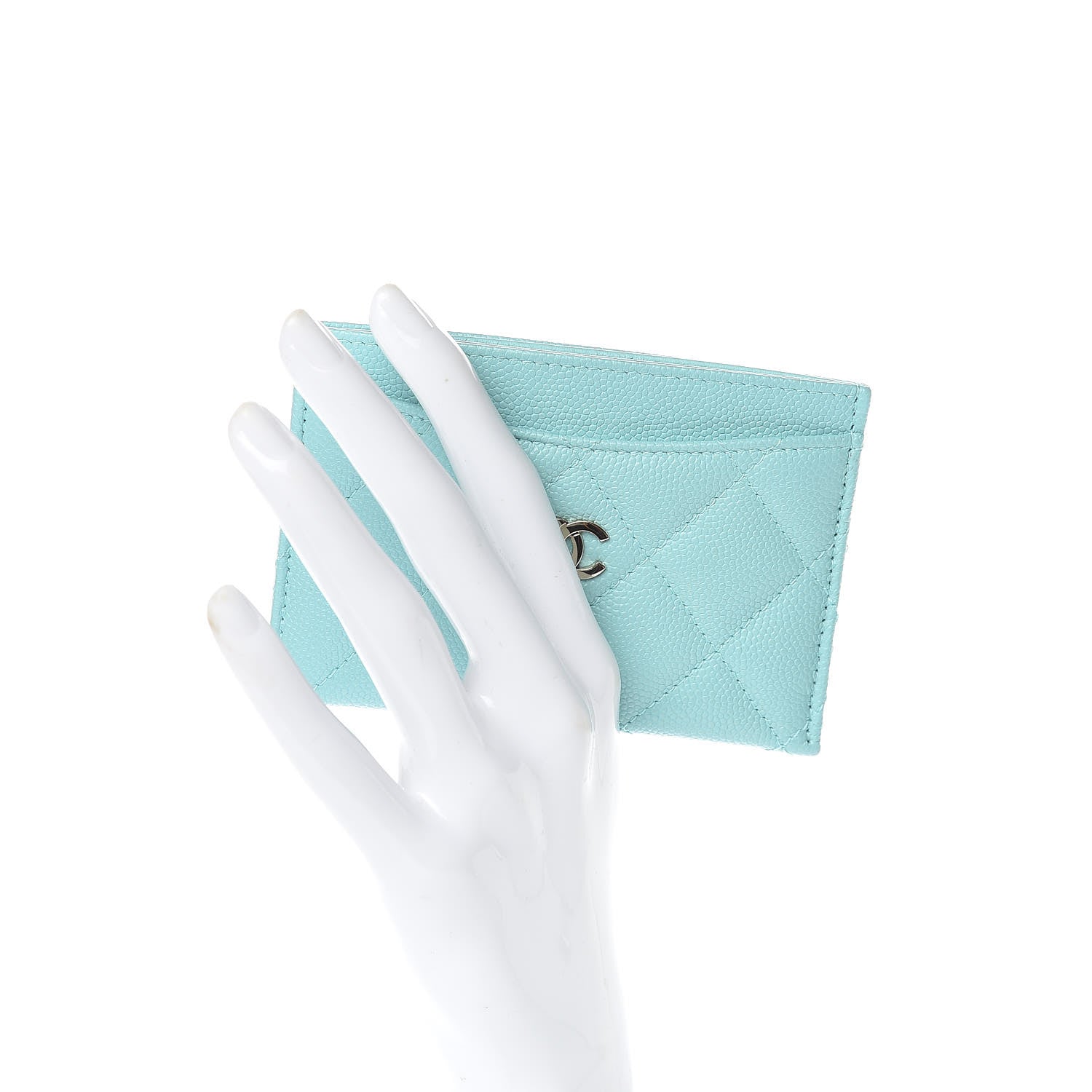 Chanel Caviar Quilted Card Holder Light Blue 2 of 9