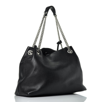 Gucci Pebbled Calfskin Studded Medium Soho Chain Shoulder Bag Black 3 of 9