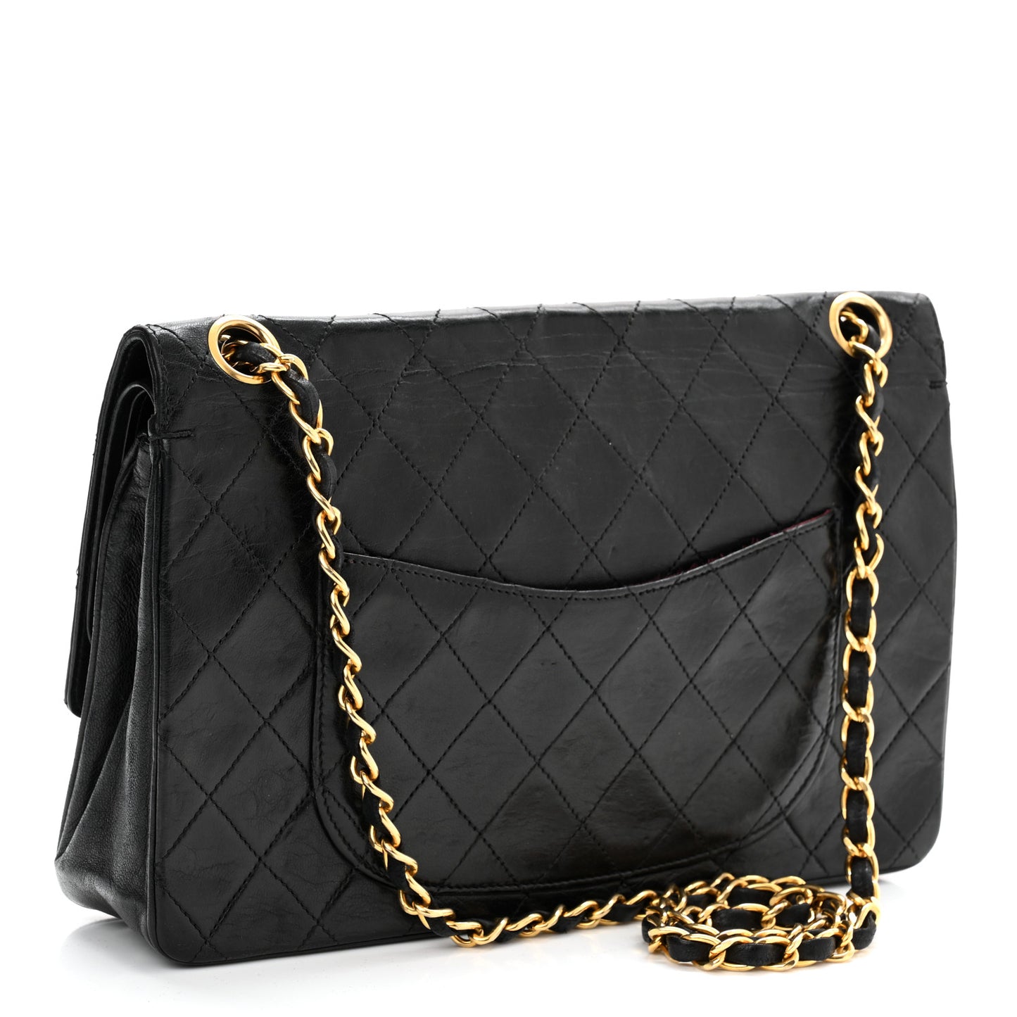 Lambskin Quilted Medium Double Flap Black