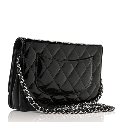 Chanel Patent Quilted Wallet On Chain WOC Black 3 of 12