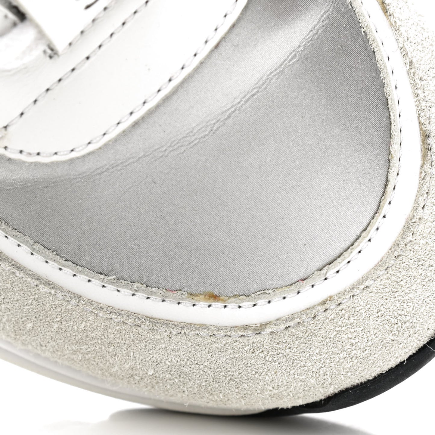 Calfskin Fabric Sneakers 40 White Silver Fluo Pink
