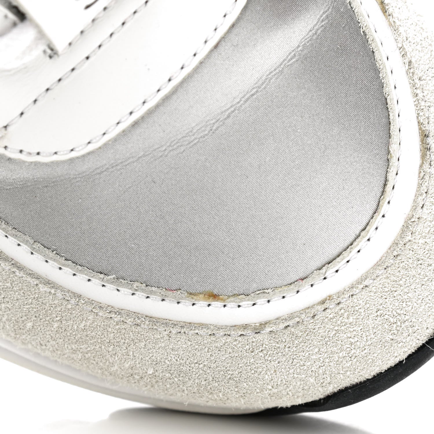 Chanel Calfskin Fabric Sneakers 40 White Silver Fluo Pink 13 of 14