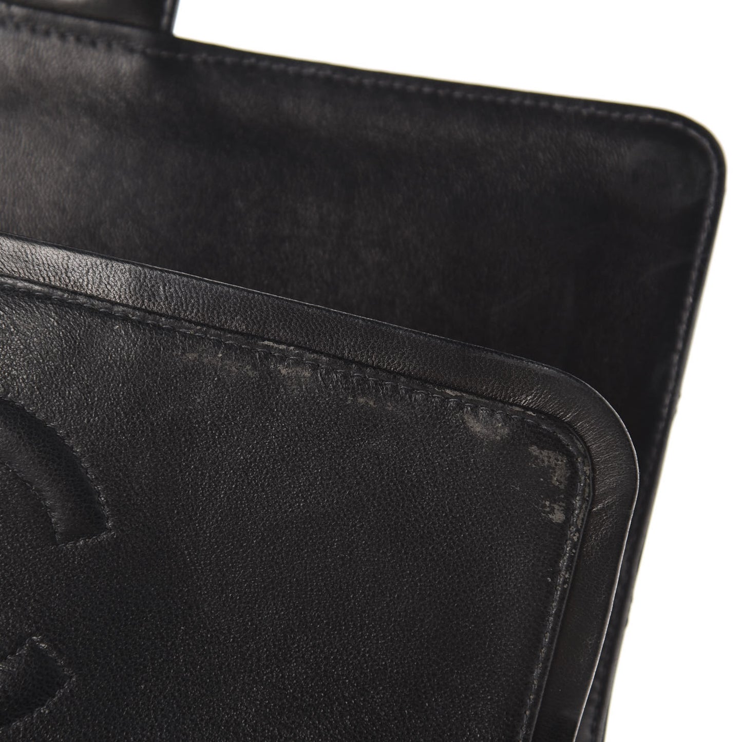 Patent Quilted Medium Double Flap Black