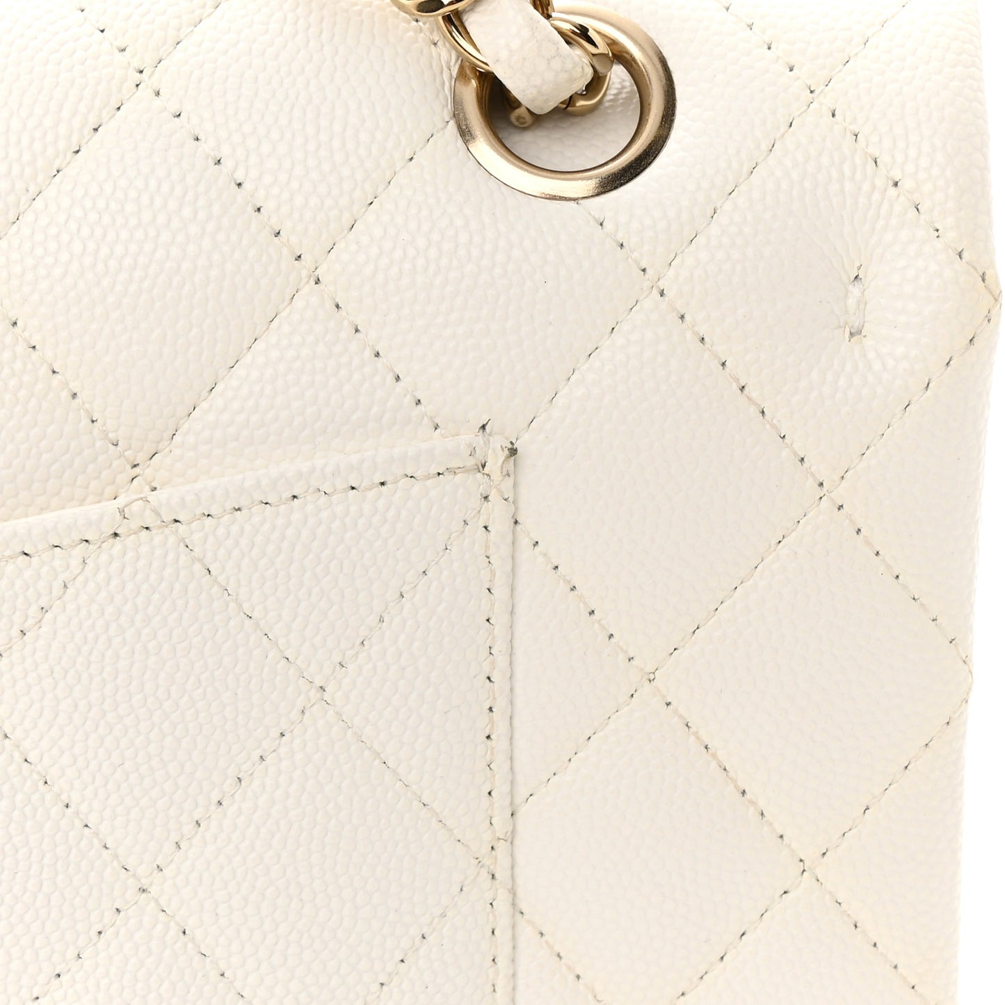 Caviar Quilted Medium Double Flap White