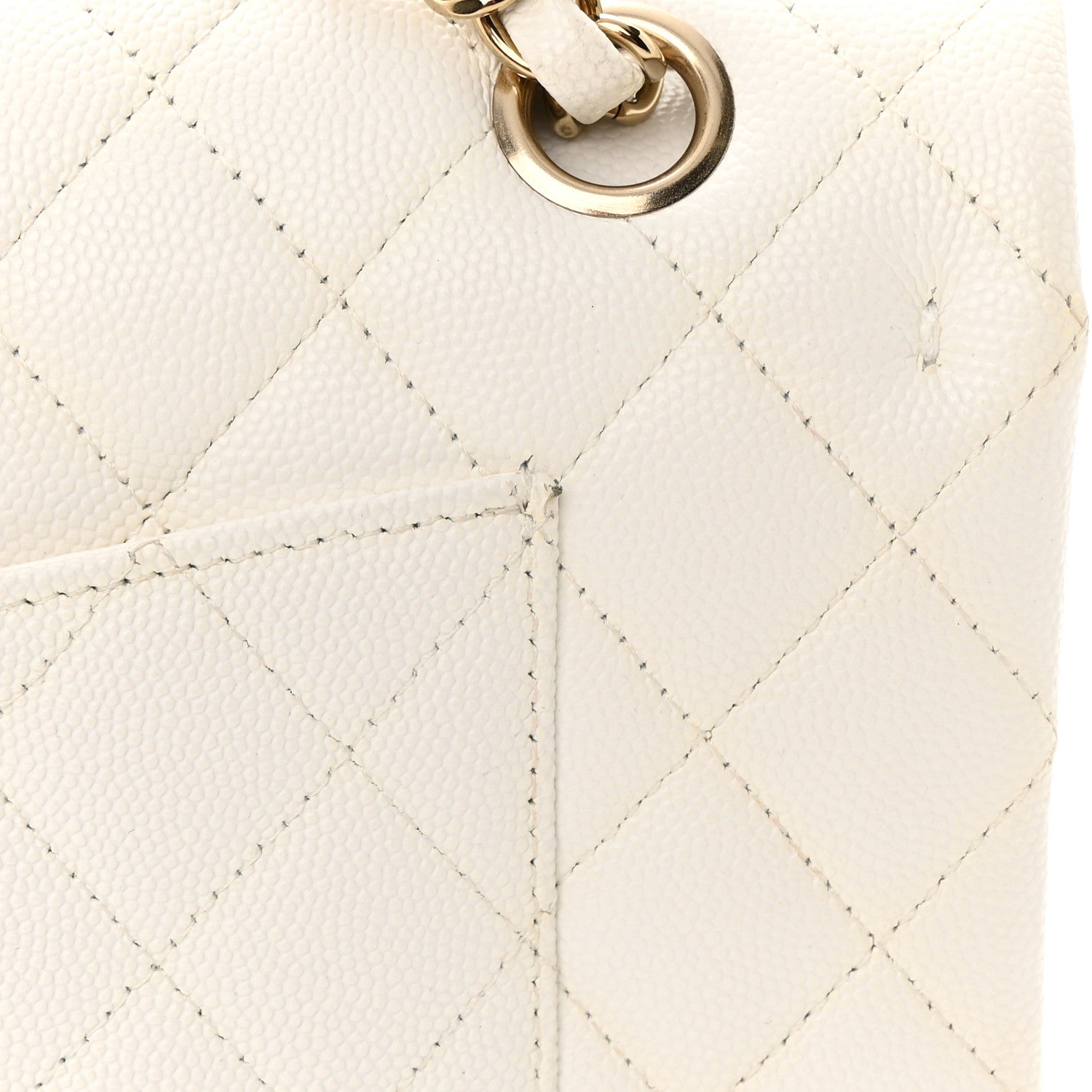 Chanel Caviar Quilted Medium Double Flap White 14 of 15