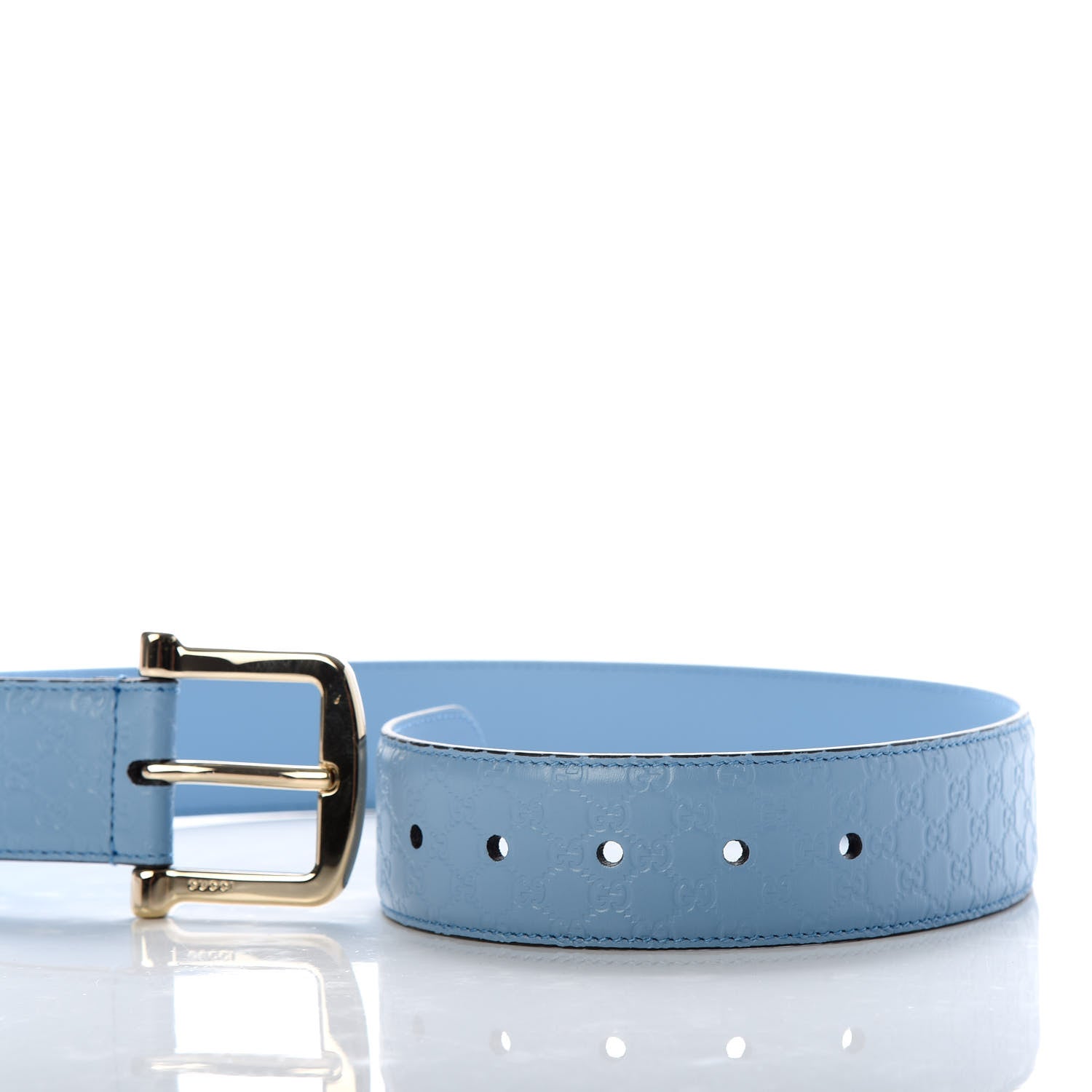 Gucci Soft Microguccissima Margaux Calfskin Belt 70 28 Mineral Blue 4 of 4
