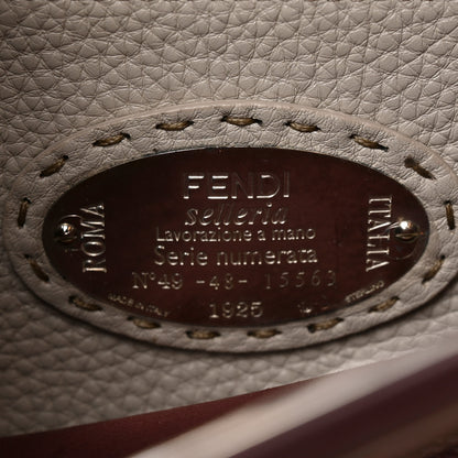 Fendi Cuoio Romano Elaphe Selleria Lace Up Bi-Color Medium Peekaboo Iconic Satchel Bordeaux Grigio Polvere Natural 6 of 9