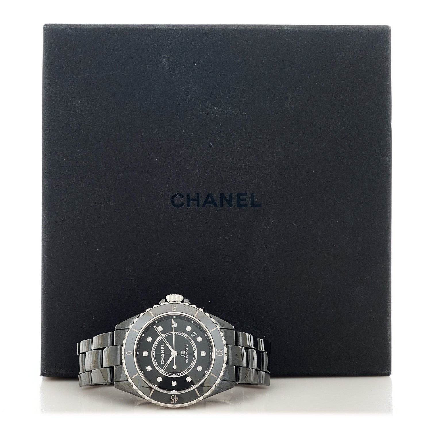 Chanel Stainless Steel Ceramic Diamond 38mm J12 Automatic Watch Black 5 of 5