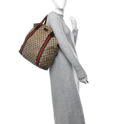 Gucci GG Monogram Medium Web Handle Vertical Tote Bag Dark Brown 2 of 10