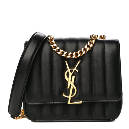 Saint Laurent Lambskin Matelasse Monogram Small Vicky Chain Bag Black 1 of 17