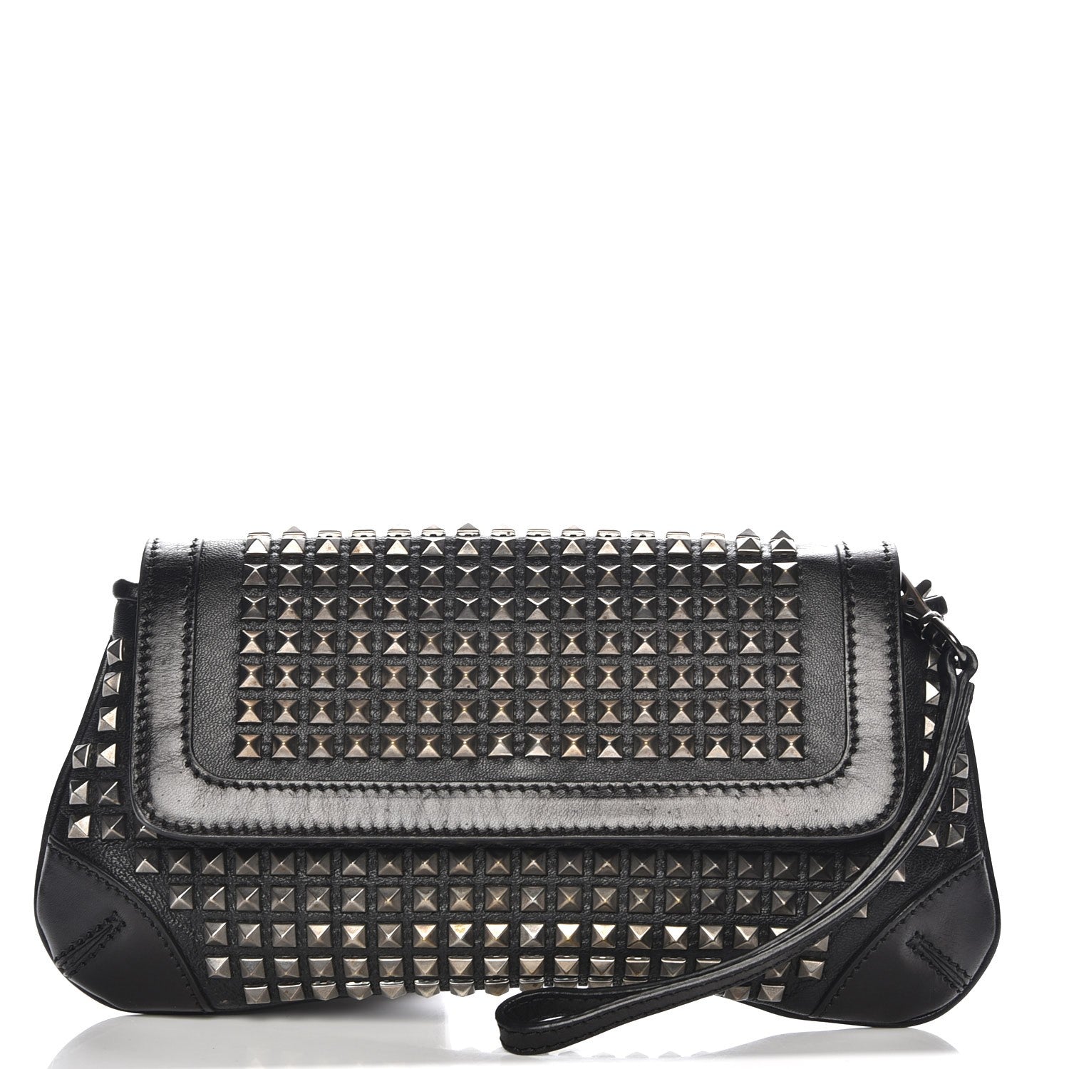 Burberry Prorsum Lambskin Studded Wristlet Clutch Black 1 of 8