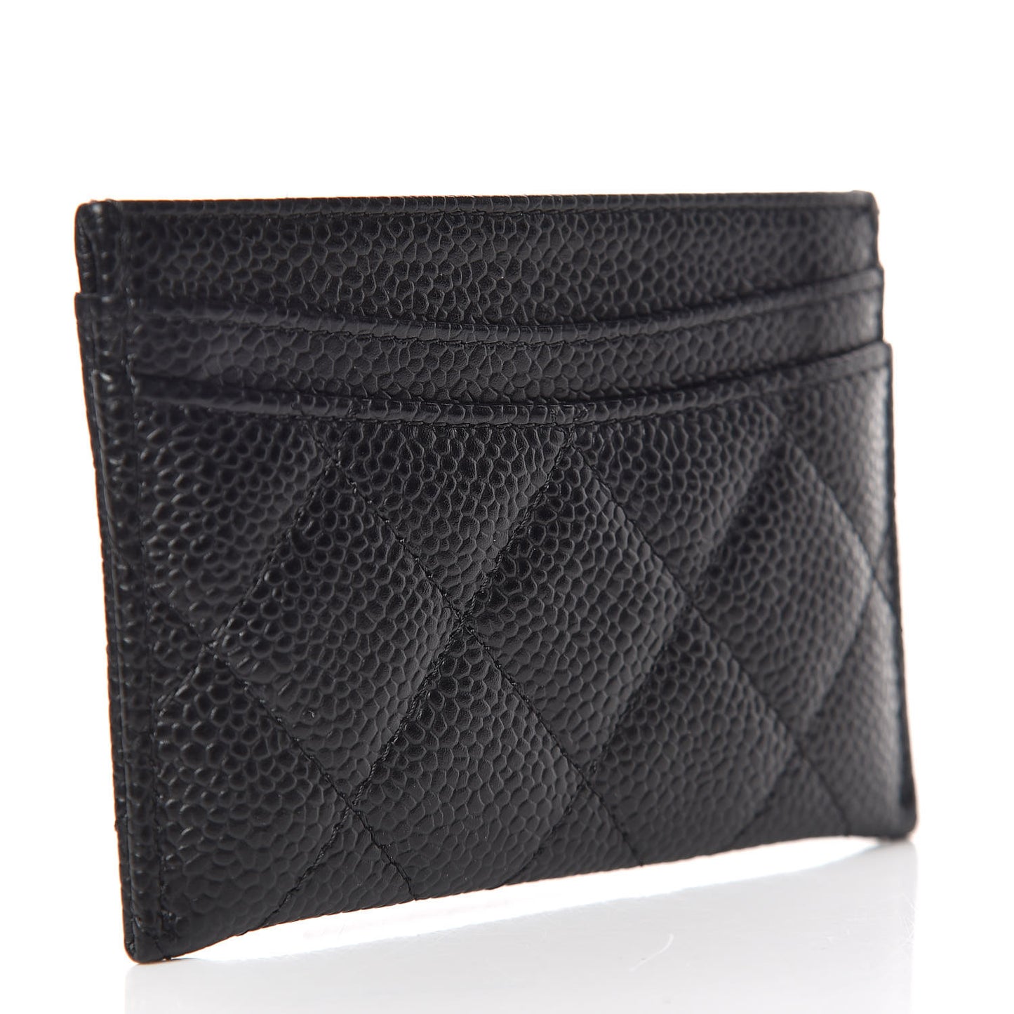 Caviar Quilted Card Holder Black