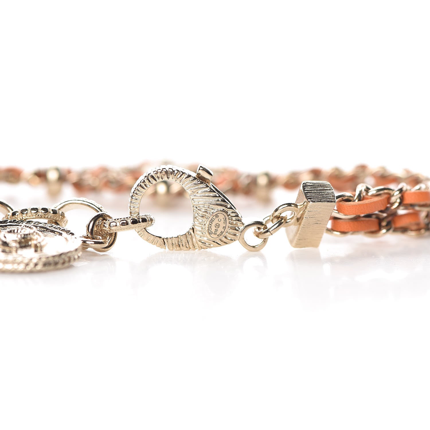 Chanel Metal Lambskin CC Chain Link Bracelet Orange 4 of 5