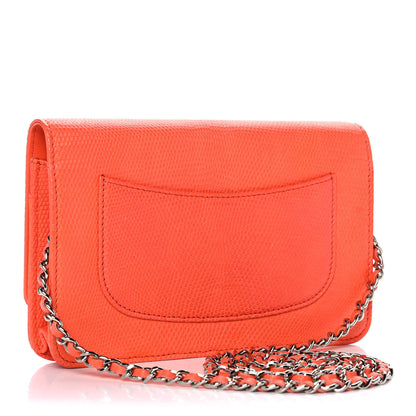 Chanel Lizard Wallet on Chain WOC Orange 3 of 13