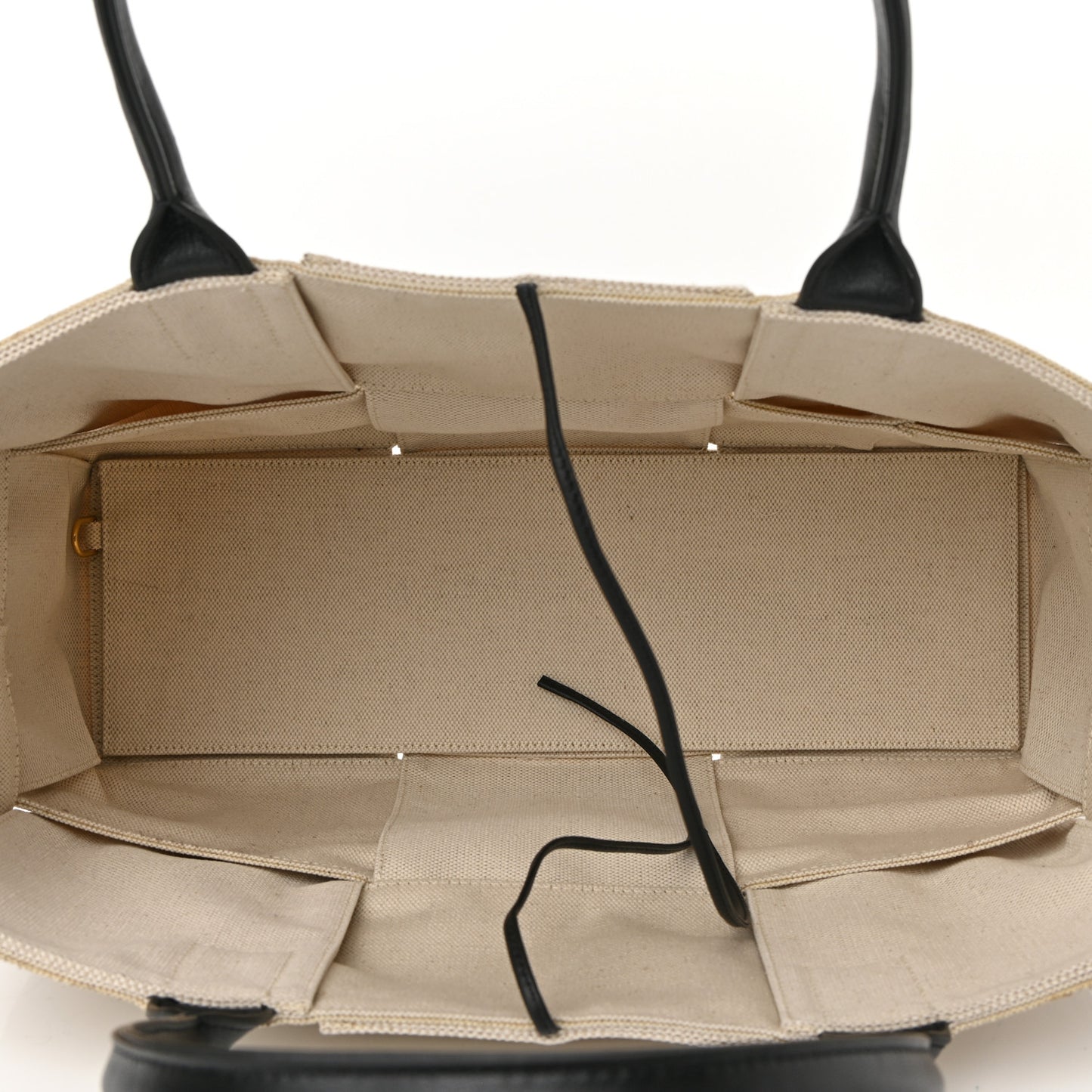 Canvas Maxi Intrecciato Medium Arco Tote Beige Black