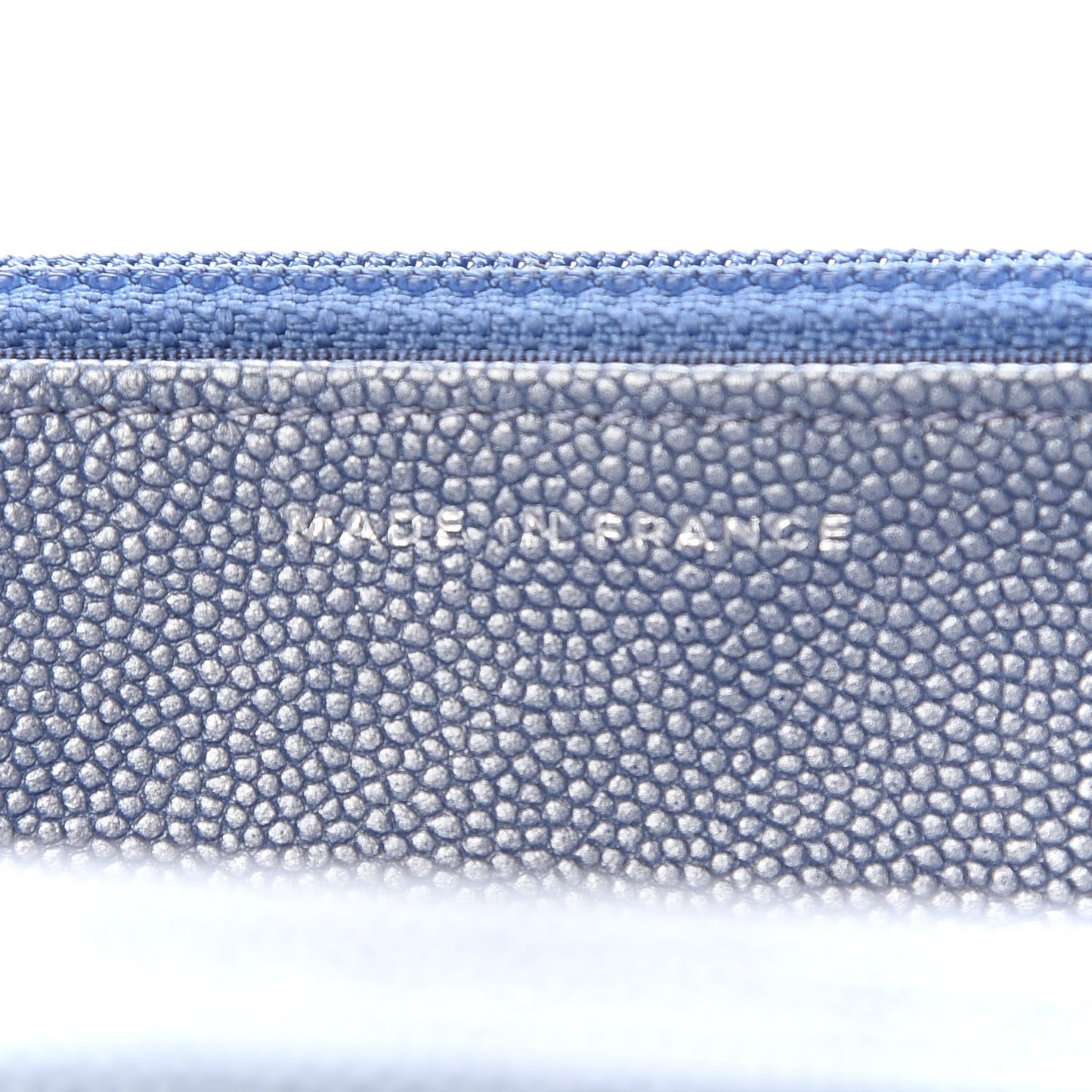 Metallic Caviar Chevron Quilted Vintage Mademoiselle Wallet On Chain WOC Blue