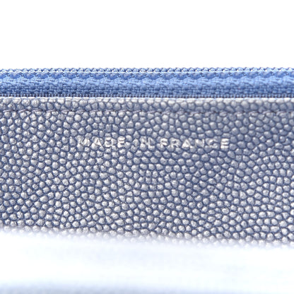 Chanel Metallic Caviar Chevron Quilted Vintage Mademoiselle Wallet On Chain WOC Blue 6 of 10