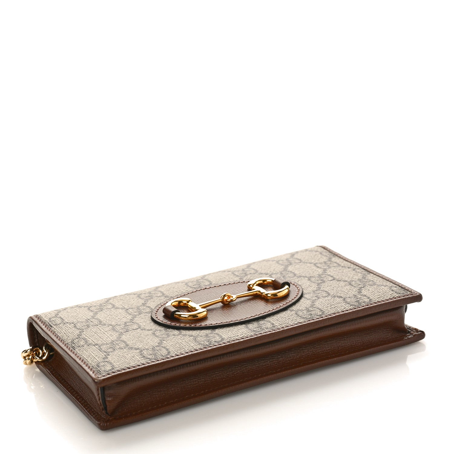 Gucci GG Supreme Monogram Azalea Calfskin Horsebit 1955 Wallet On Chain Beige Ebony Brown Sugar 4 of 8
