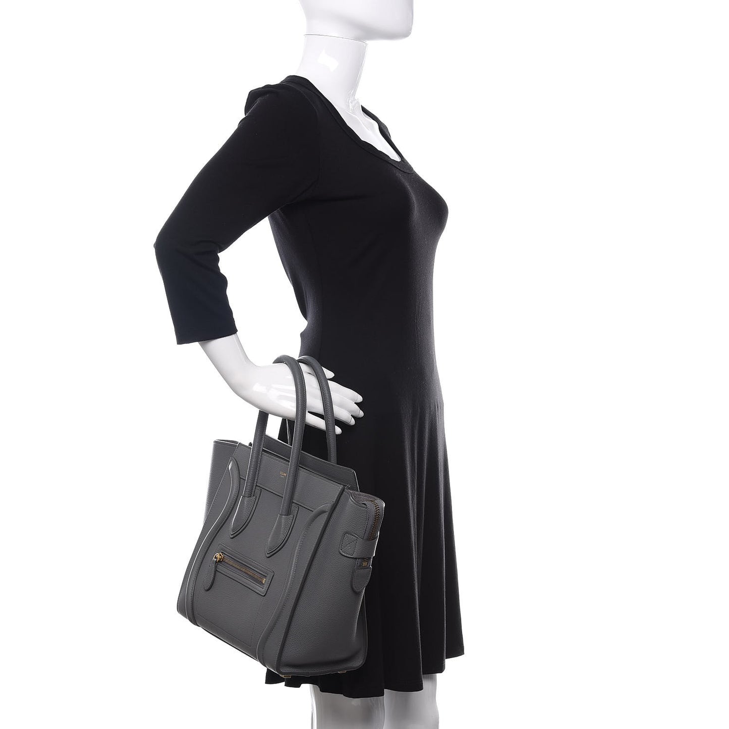 Drummed Calfskin Micro Luggage Kohl