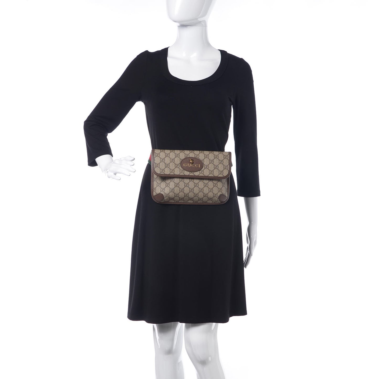 GG Supreme Monogram Neo Vintage Web Belt Bag Brown