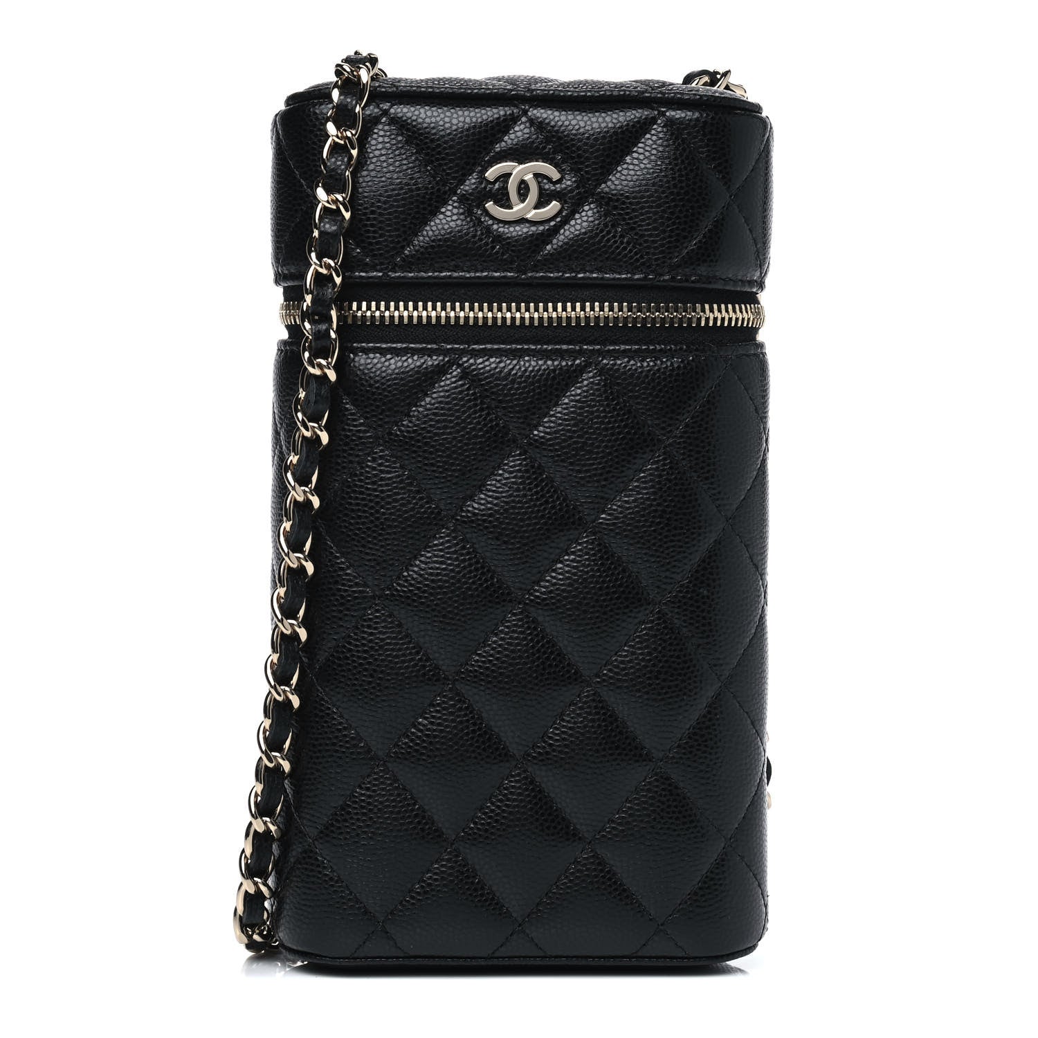 Chanel Caviar Quilted Phone Holder With Chain Black 1 of 5