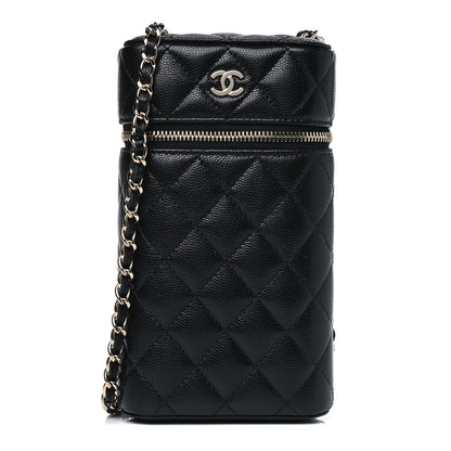Chanel Caviar Quilted Phone Holder With Chain Black 1 of 5