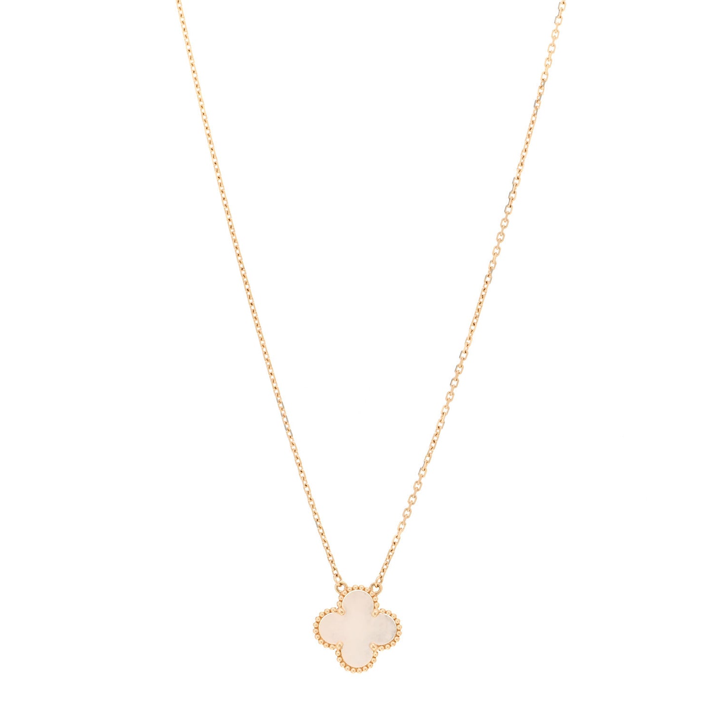 18K Yellow Gold Mother of Pearl Vintage Alhambra Pendant Necklace