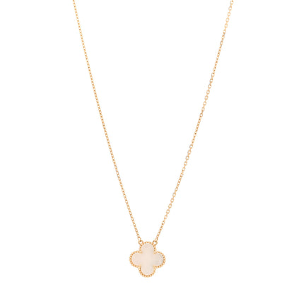 Van Cleef & Arpels 18K Yellow Gold Mother of Pearl Vintage Alhambra Pendant Necklace 1 of 7