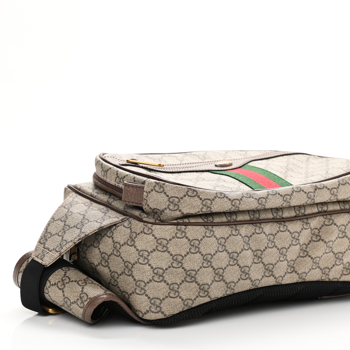 Soft GG Supreme Monogram Textured Dollar Calfskin Web Ophidia Pouch Pocket Belt Bag 95 38 Beige Ebony New Acero Black