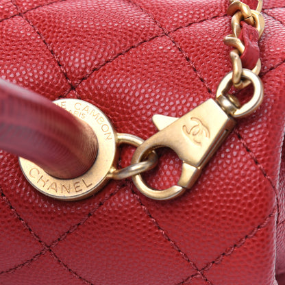 Chanel Caviar Lizard Embossed Quilted Mini Coco Handle Flap Red 18 of 19