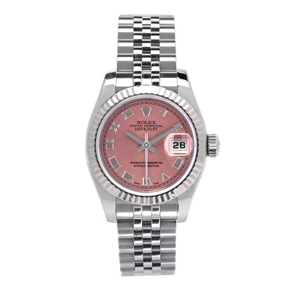 Rolex Stainless Steel 18K White Gold 26mm Oyster Perpetual Datejust Watch Pink Roman 179174 1 of 4